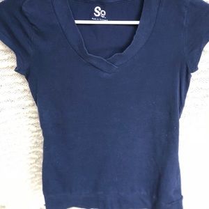 Navy Short-Sleeved Top, Juniors Medium